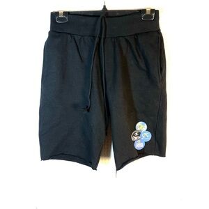 Champion Black S Reverse Weave Cut Off Fleece Sweat Shorts Earth Logo Drawstring